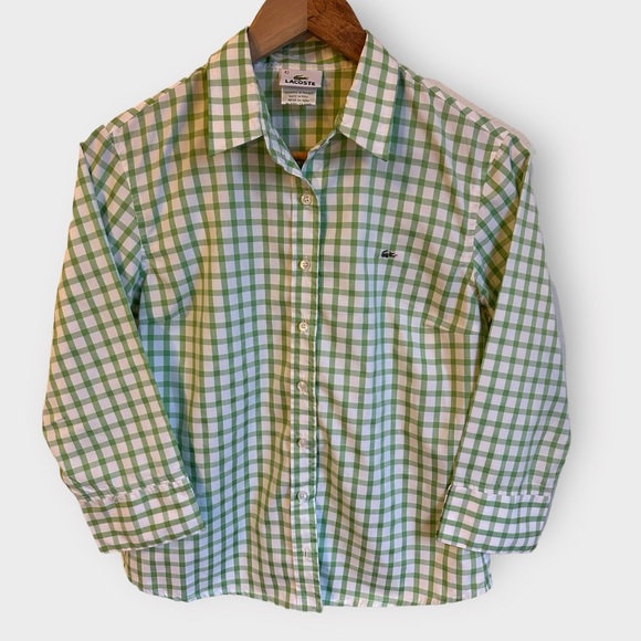 Lacoste women’s green and white buttondown shirt - Picture 3 of 4